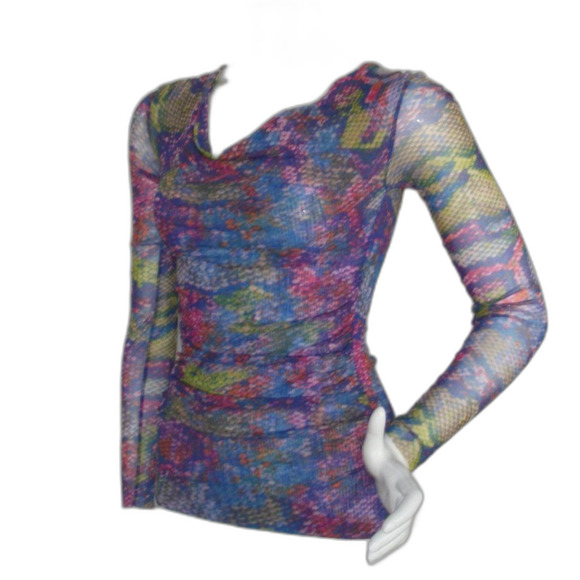 BLACK SAKS FIFTH AVE Python Tunic, XXS, Nylon Mesh, Rainbow Snakeskin - Picture 3 of 12